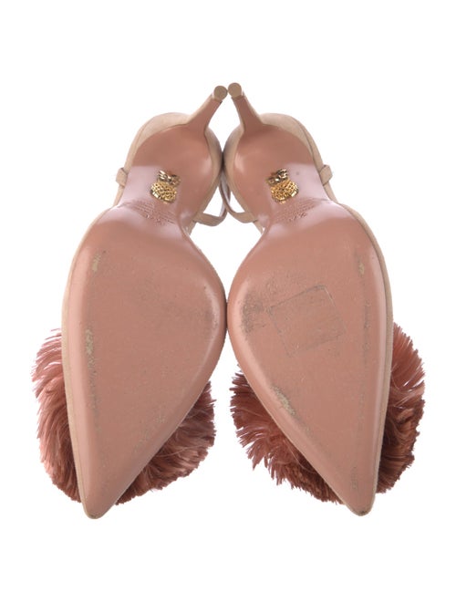 Aquazzura Suede Pom-Pom Embellishments Slingback Pumps