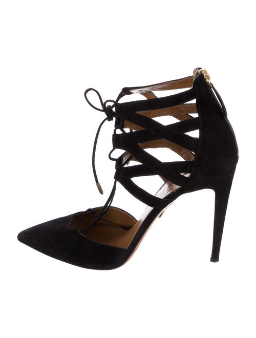 Aquazzura Suede T-Strap Pumps