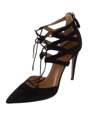 Aquazzura Suede T-Strap Pumps