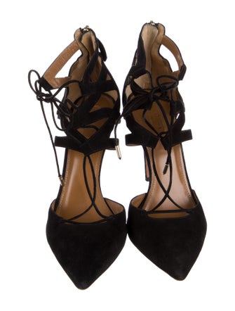 Aquazzura Suede T-Strap Pumps