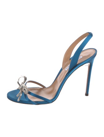 Aquazzura Satin Crystal Embellishments Sandals