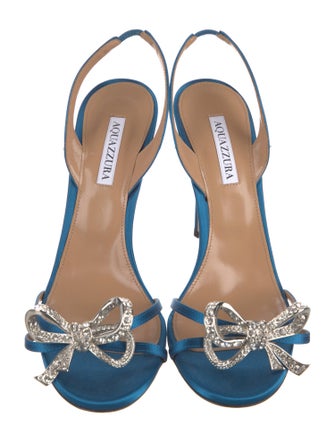Aquazzura Satin Crystal Embellishments Sandals