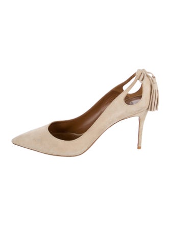 Aquazzura Suede Bow Accents Pumps