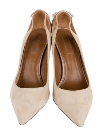 Aquazzura Suede Bow Accents Pumps