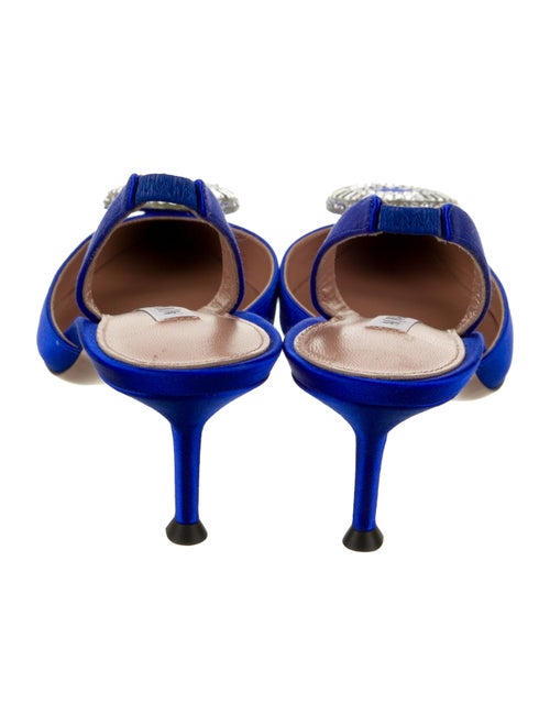 Aquazzura Satin Crystal Embellishments Slingback Pumps