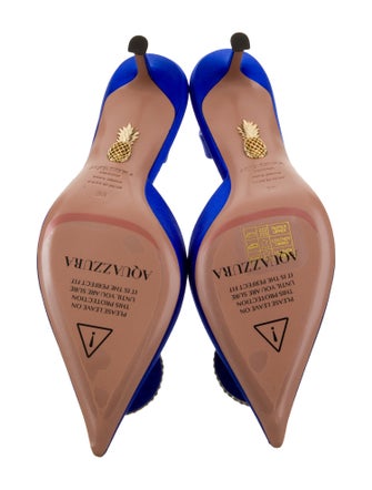 Aquazzura Satin Crystal Embellishments Slingback Pumps