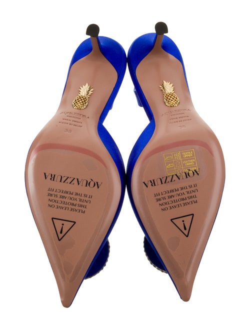Aquazzura Satin Crystal Embellishments Slingback Pumps