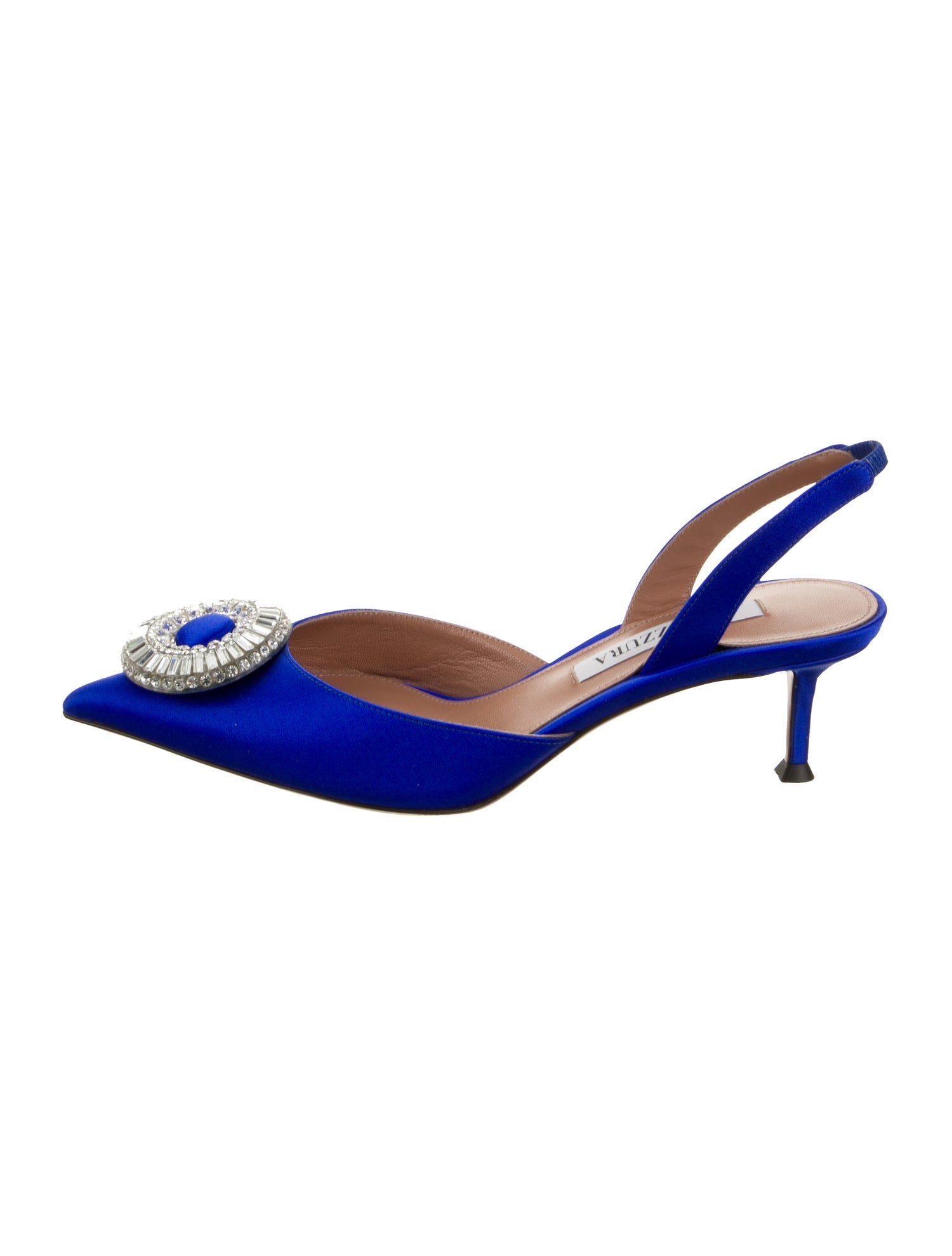 Aquazzura Satin Pleated Accents Slingback Pumps
