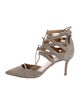 Aquazzura Suede Cutout Accent T-Strap Pumps