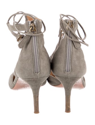 Aquazzura Suede Cutout Accent T-Strap Pumps