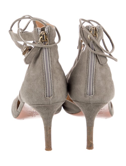 Aquazzura Suede Cutout Accent T-Strap Pumps