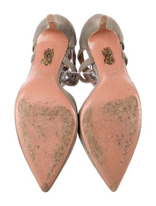 Aquazzura Suede Cutout Accent T-Strap Pumps