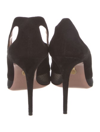 Aquazzura Suede Mesh Accents Pumps