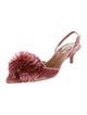 Aquazzura Velvet Pom-Pom Embellishments Slingback Sandals
