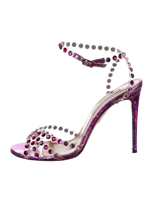 Aquazzura Leather Crystal Embellishments Sandals