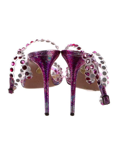 Aquazzura Leather Crystal Embellishments Sandals
