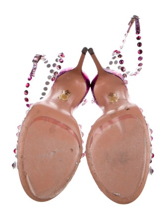 Aquazzura Leather Crystal Embellishments Sandals