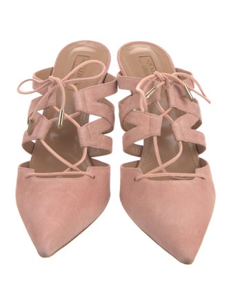 Aquazzura Suede Cutout Accent Mules