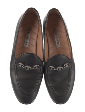Aquazzura Leather Crystal Embellishments Loafers