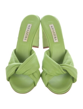 Aquazzura Leather Animal Print Slides