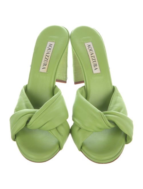 Aquazzura Leather Animal Print Slides