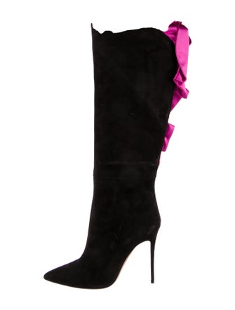 Aquazzura Suede Ruffle Embellishment Boots
