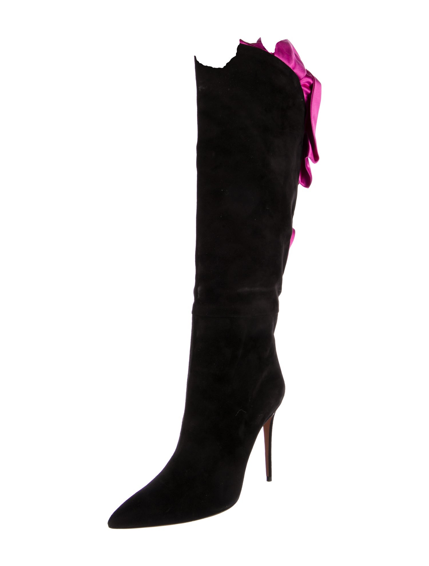 Aquazzura Suede Ruffle Embellishment Boots