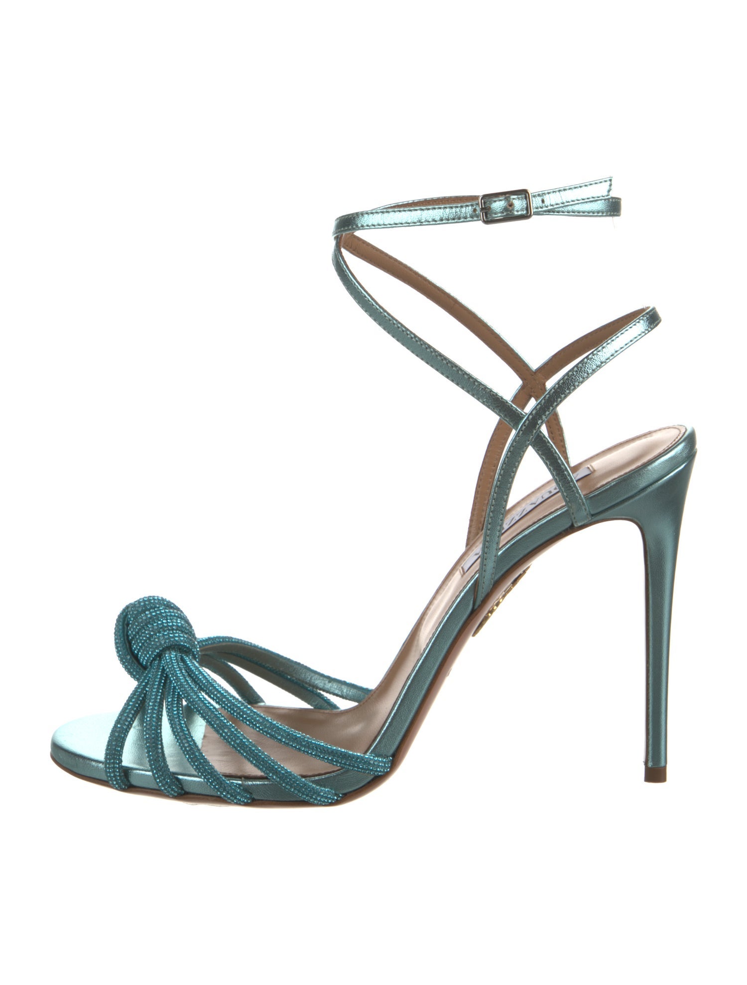 Aquazzura Leather Crystal Embellishments Sandals w/ Tags