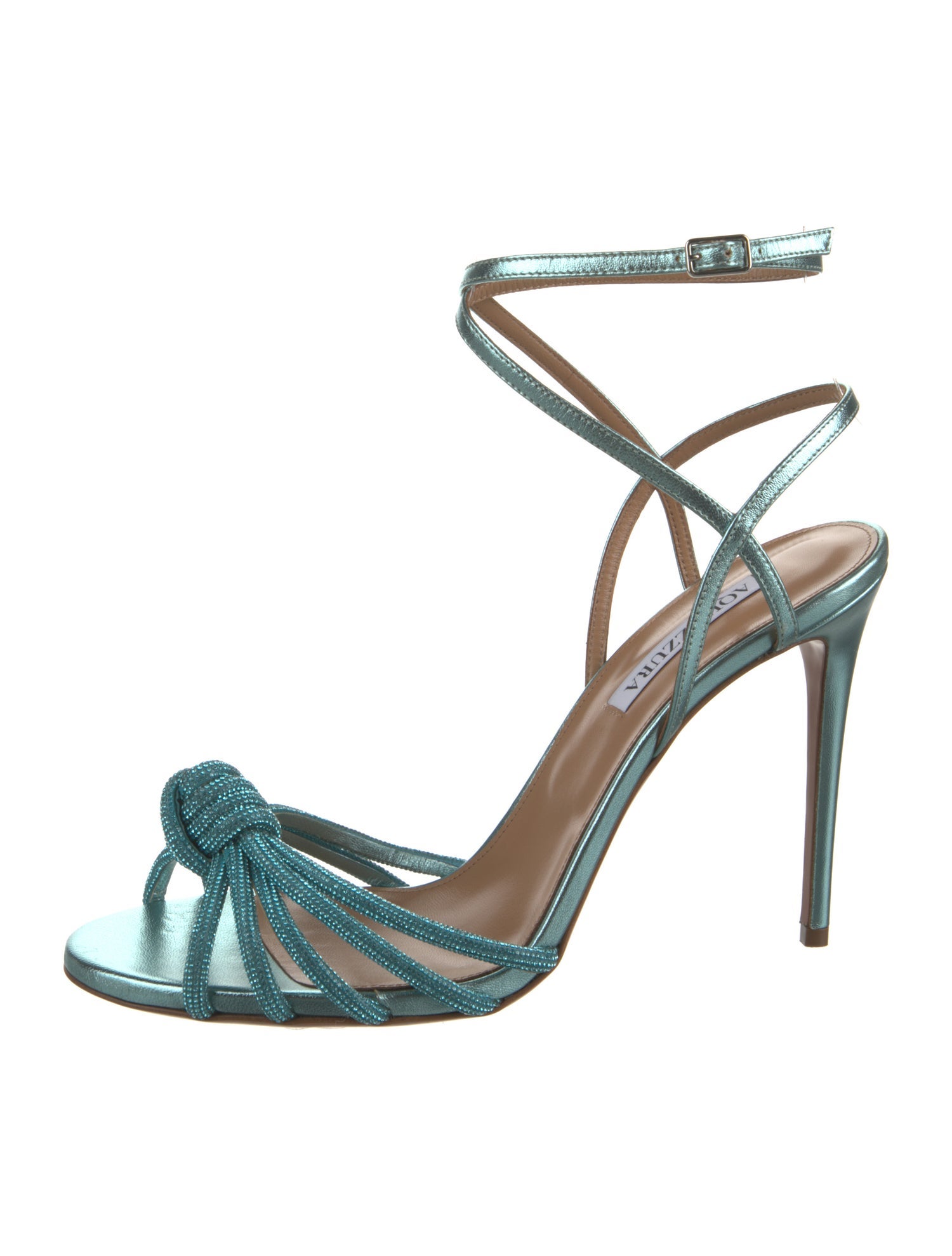 Aquazzura Leather Crystal Embellishments Sandals w/ Tags