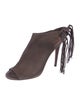 Aquazzura Suede Fringe Trim Accent Slingback Sandals