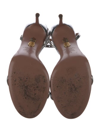 Aquazzura Leather Crystal Embellishments Sandals