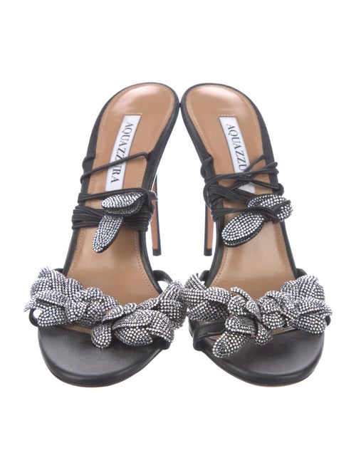 Aquazzura Leather Crystal Embellishments Sandals