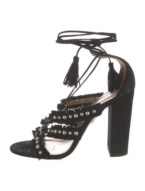 Aquazzura Suede Tassel Accents Gladiator Sandals