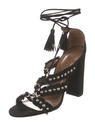 Aquazzura Suede Tassel Accents Gladiator Sandals