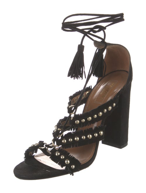 Aquazzura Suede Tassel Accents Gladiator Sandals