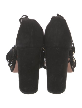 Aquazzura Suede Tassel Accents Gladiator Sandals