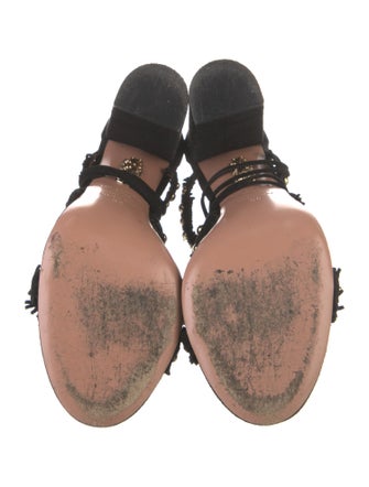 Aquazzura Suede Tassel Accents Gladiator Sandals