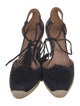 Aquazzura Suede Tassel Accents T-Strap Pumps