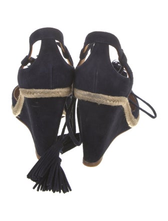 Aquazzura Suede Tassel Accents T-Strap Pumps