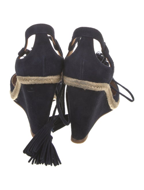 Aquazzura Suede Tassel Accents T-Strap Pumps