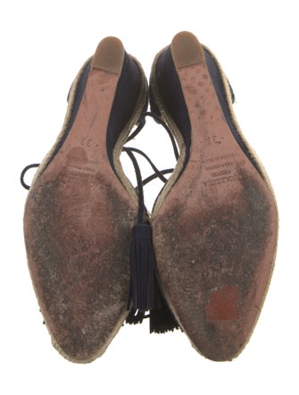 Aquazzura Suede Tassel Accents T-Strap Pumps