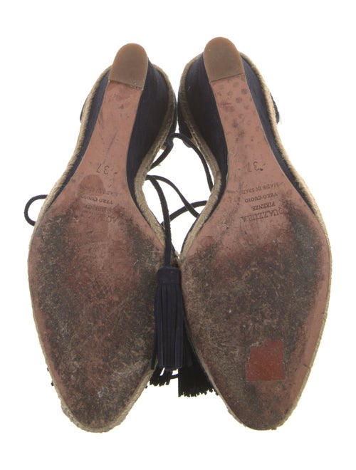 Aquazzura Suede Tassel Accents T-Strap Pumps