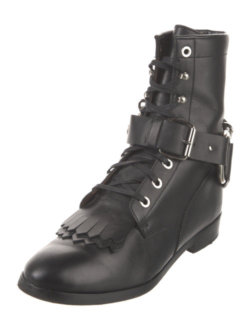 Aquazzura Leather Chain-Link Accents Combat Boots