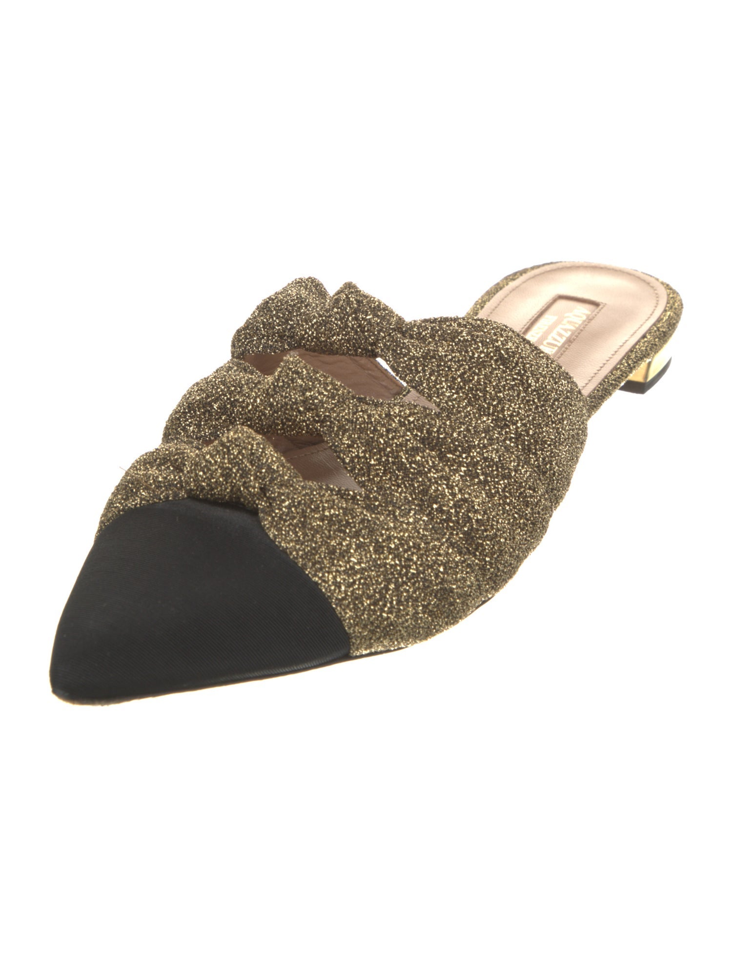 Aquazzura Glitter Grosgrain Trim Mules