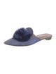 Aquazzura Suede Pom-Pom Embellishments Mules
