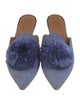 Aquazzura Suede Pom-Pom Embellishments Mules