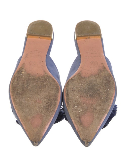 Aquazzura Suede Pom-Pom Embellishments Mules