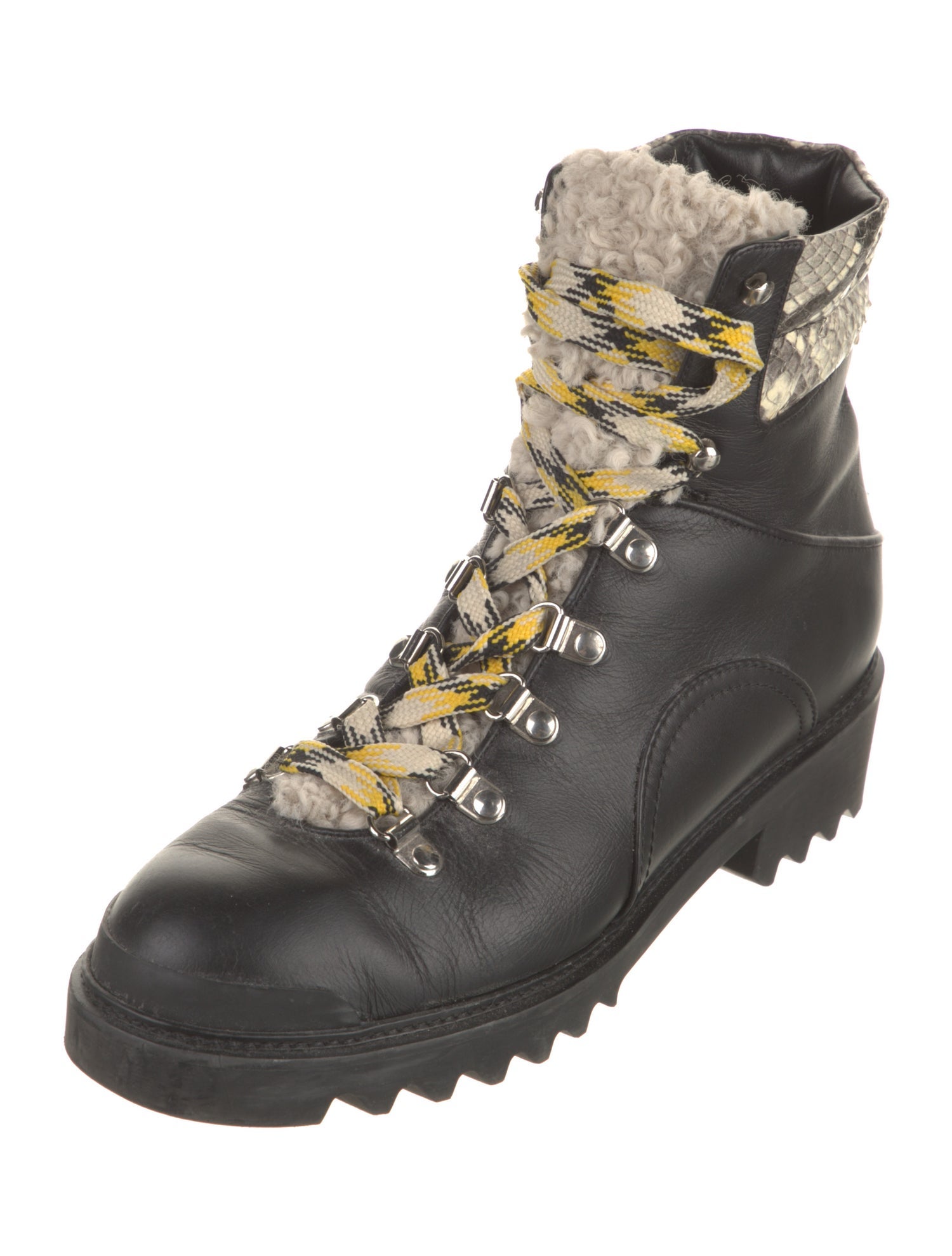 Aquazzura Leather Animal Print Combat Boots