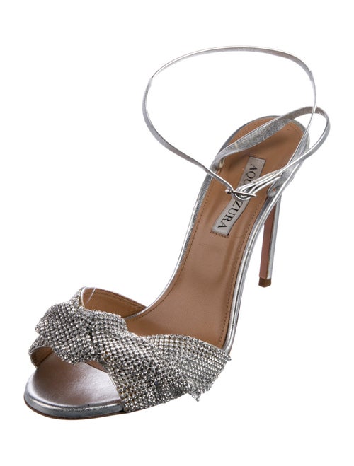 Aquazzura Leather Crystal Embellishments Slingback Pumps