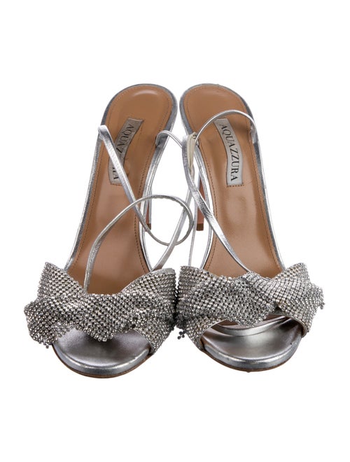 Aquazzura Leather Crystal Embellishments Slingback Pumps